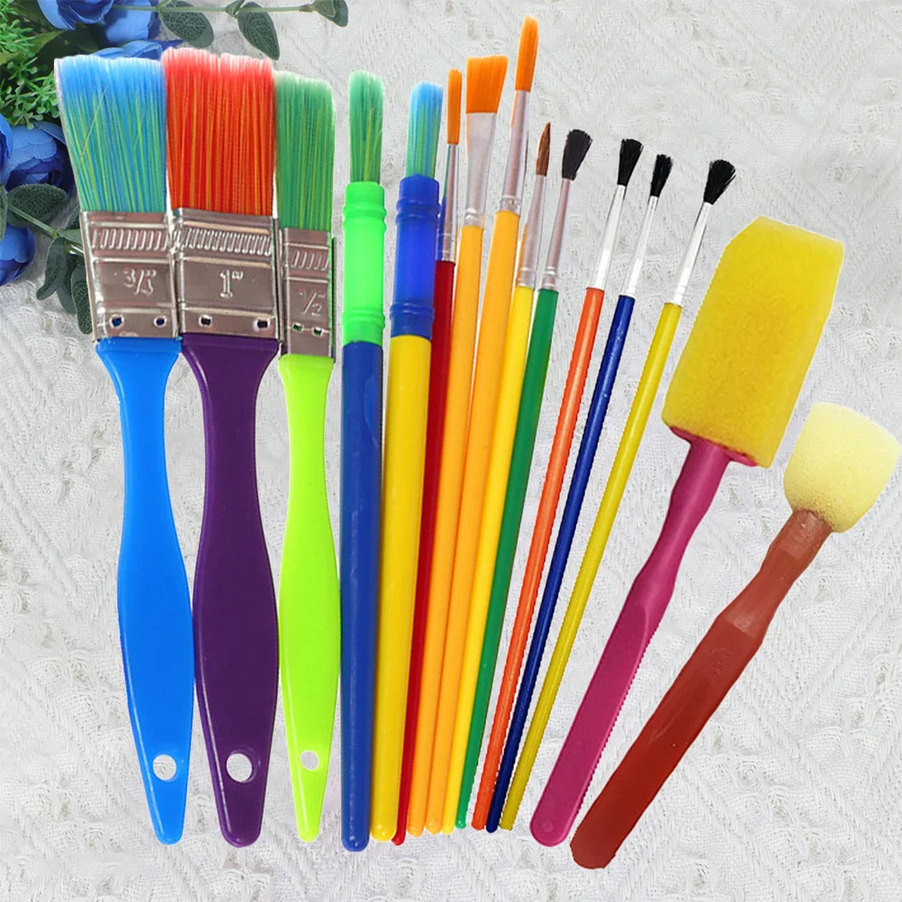 1Set Painting Brushes Plastic Durable Eco Friendly Colorful Shapes for Kids Preschool Beginners Educational Drawing Tools