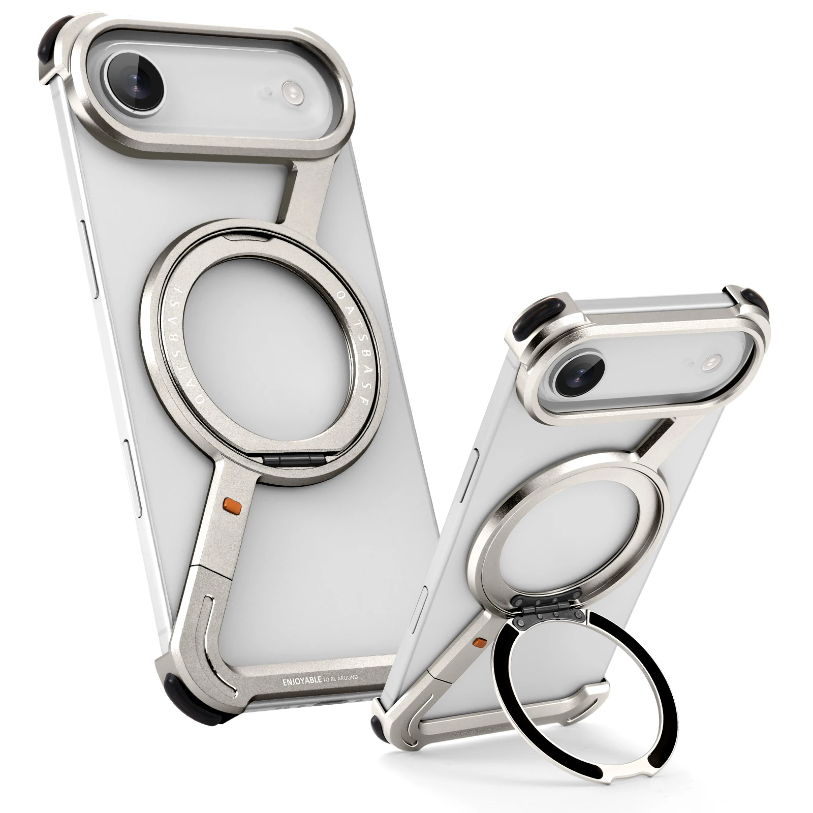Oatsbasf Bezramkowe metalowe etui na telefon iPhone 17 Air/17 Pro/Pro Max z podpórką 360 °   Obrotowy, odporny na wstrząsy ochraniacz Magsafe — zdjęcie produktu 6