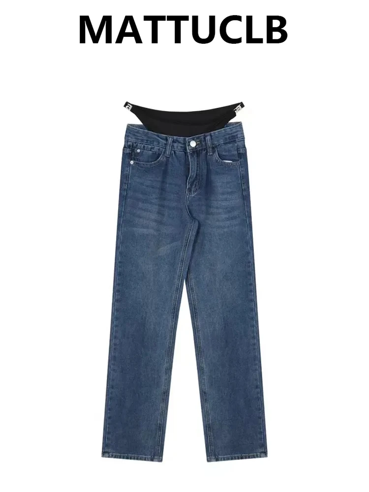 

Women Harajuku Straight Jeans Japanese Y2K Streetwear Low Rise Slim Denim Pants 2000s High Street Korean High Street Kpop Hot