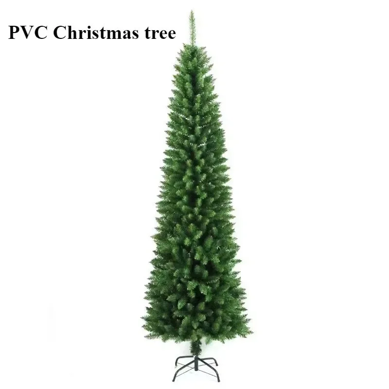 

PVC Christmas Tree Artificial Christmas Tree Green Pointed Slender Slim Pen Pole Christmas Atmosphere Decorations1.2m~2.7m