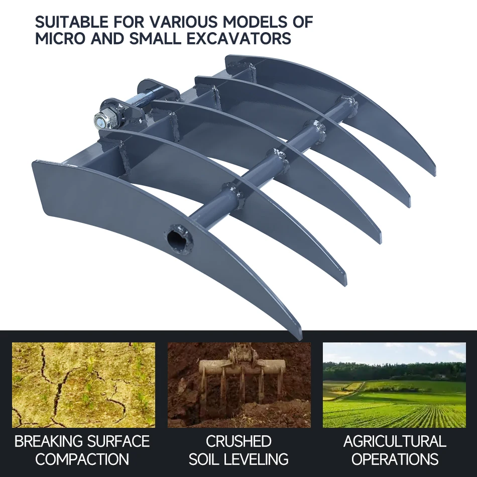 1 قطعة حفارة صغيرة أشعل النار المرفقات حفار صغير أشعل النار يزيل الحطام فضفاض سطح التربة أشعل النار ملحق لحفارة 0.8-2ton