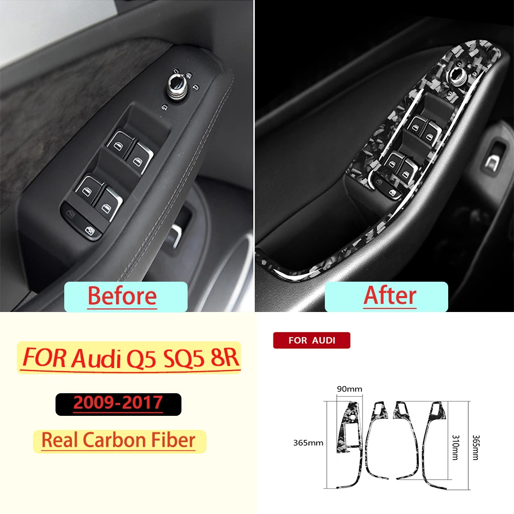 Real Soft Carbon Fiber For Audi Q5 SQ5 8R 2009-2017 Car Door Handle Cover Trim Customizable Car Sticker Interior Accessories