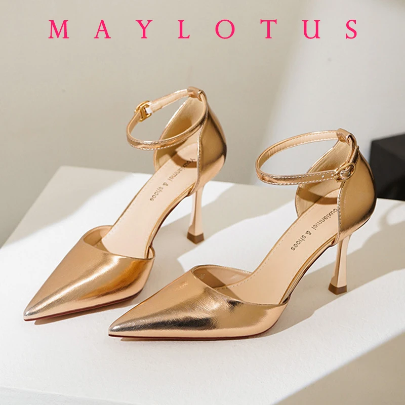

High Quality Gold Women's High Heels New Style Classic Buckle Women's High Heels Fashion Pointed Toe Elegant Formal Shoes