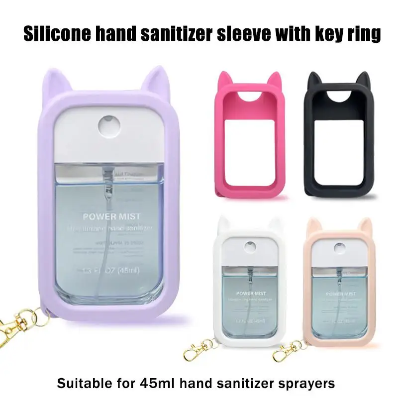 45ml Silicone Hand  Spray Protective Case Portable Keychain With Cute Colorful Ears, Portable And Stylish