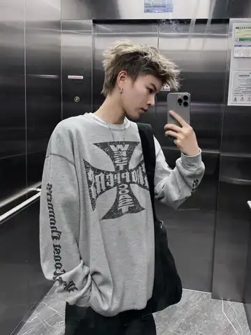 Amerikansk Casual Lång Sve Hoodie ERD Sle Depred Rich Second Generation Vintage Boxy Sweart Vår Höst Vinter 10 best sales huvtröja med boxig passform - №8