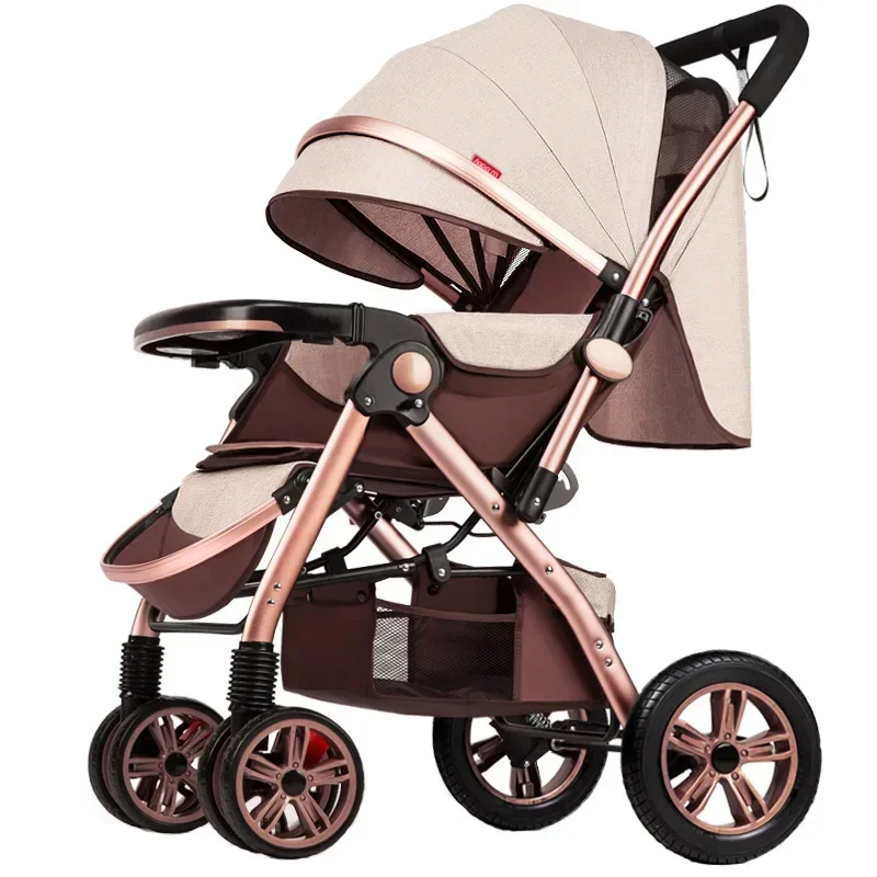 Baby stroller High landscape can sit and lie down Lightweight folding four-wheel rubber two-way large space Baby stroller