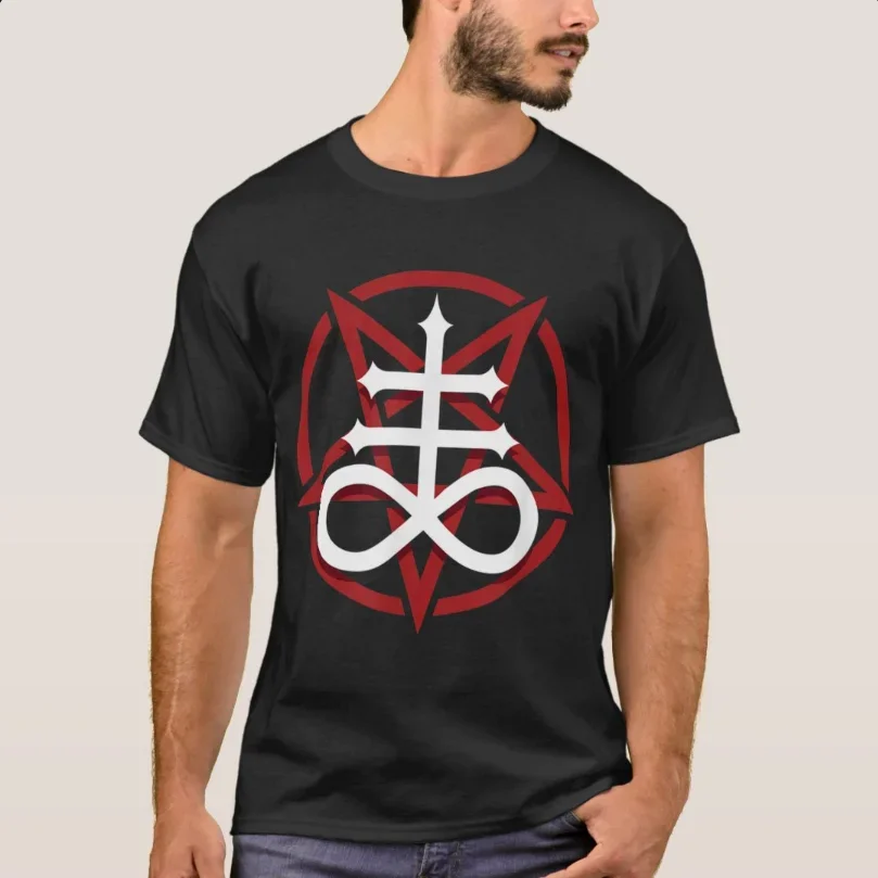 

Satanic Leviathan Cross And Pentagram T-Shirt 100% Cotton O-Neck Short Sleeve Casual Mens T-shirt Size S-3XL