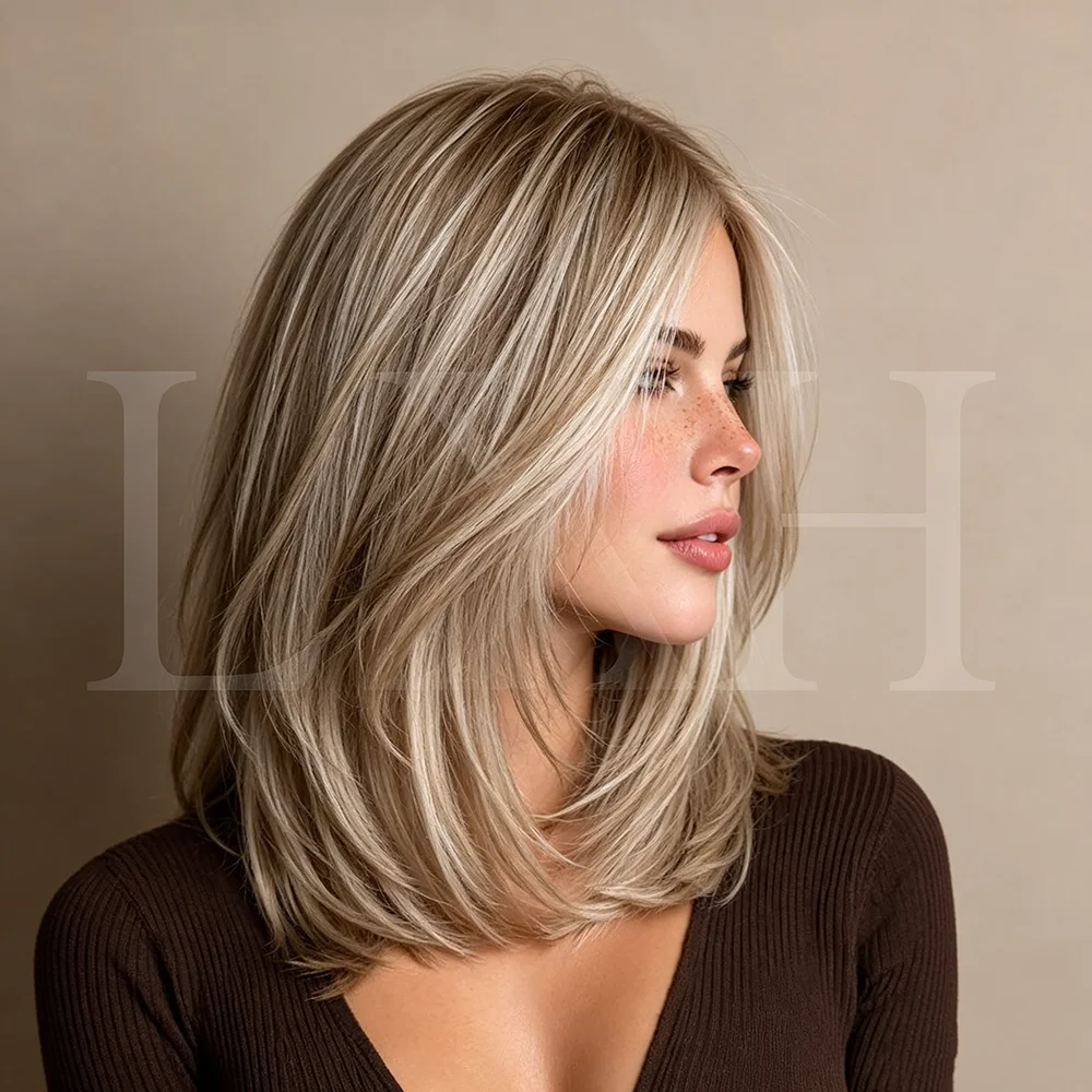 18inch Glueless Highlighted Blond Straight Hair Wig 150 Density 13x4 Lace Front with Baby Hair Pre-Plucked 100% Human Hair view 4