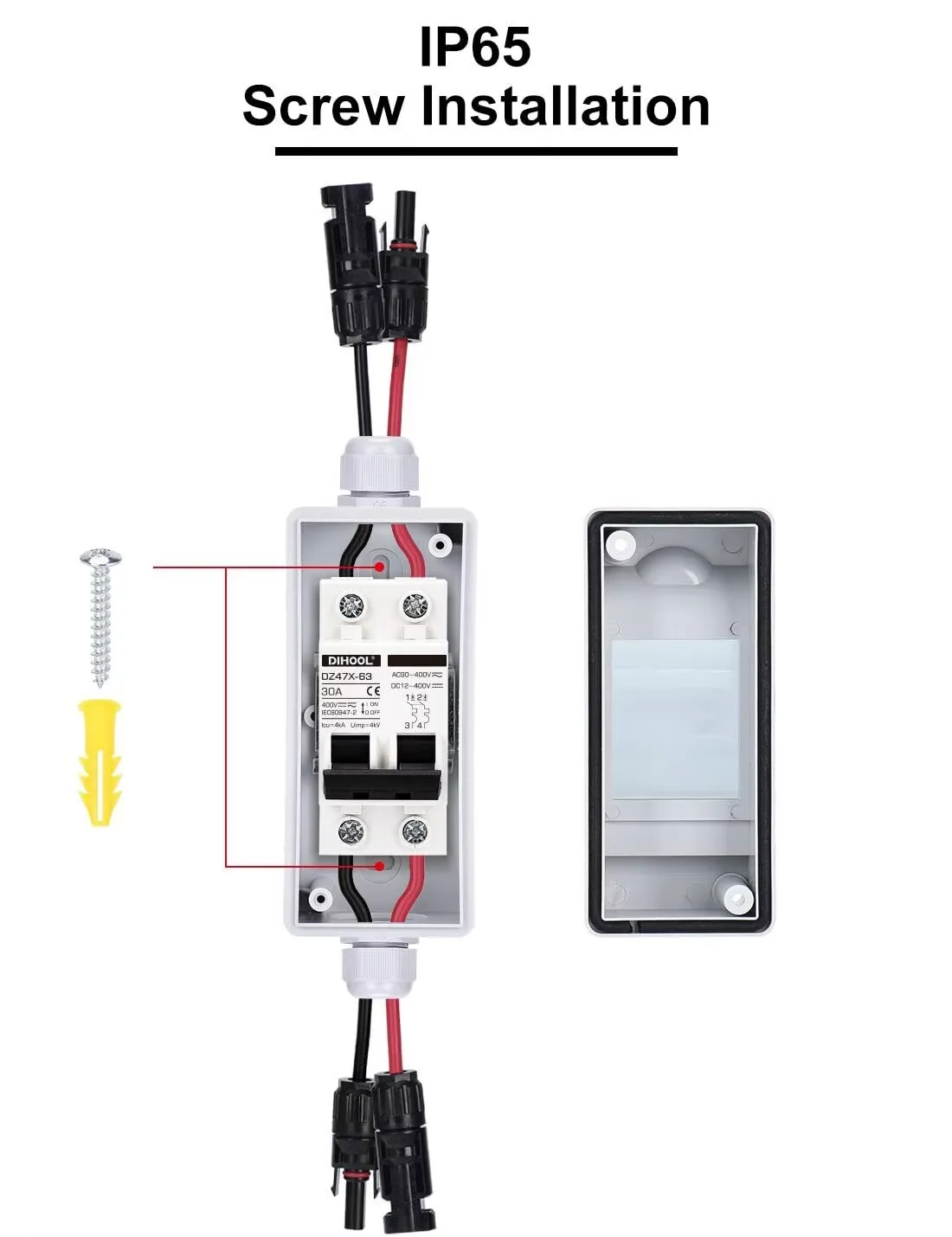 Solar Disconnect Switch Circuit Breaker with Waterproof Box 30A DC/AC400V Photovaltaic Garden Electric PV System Combiner Box image 4