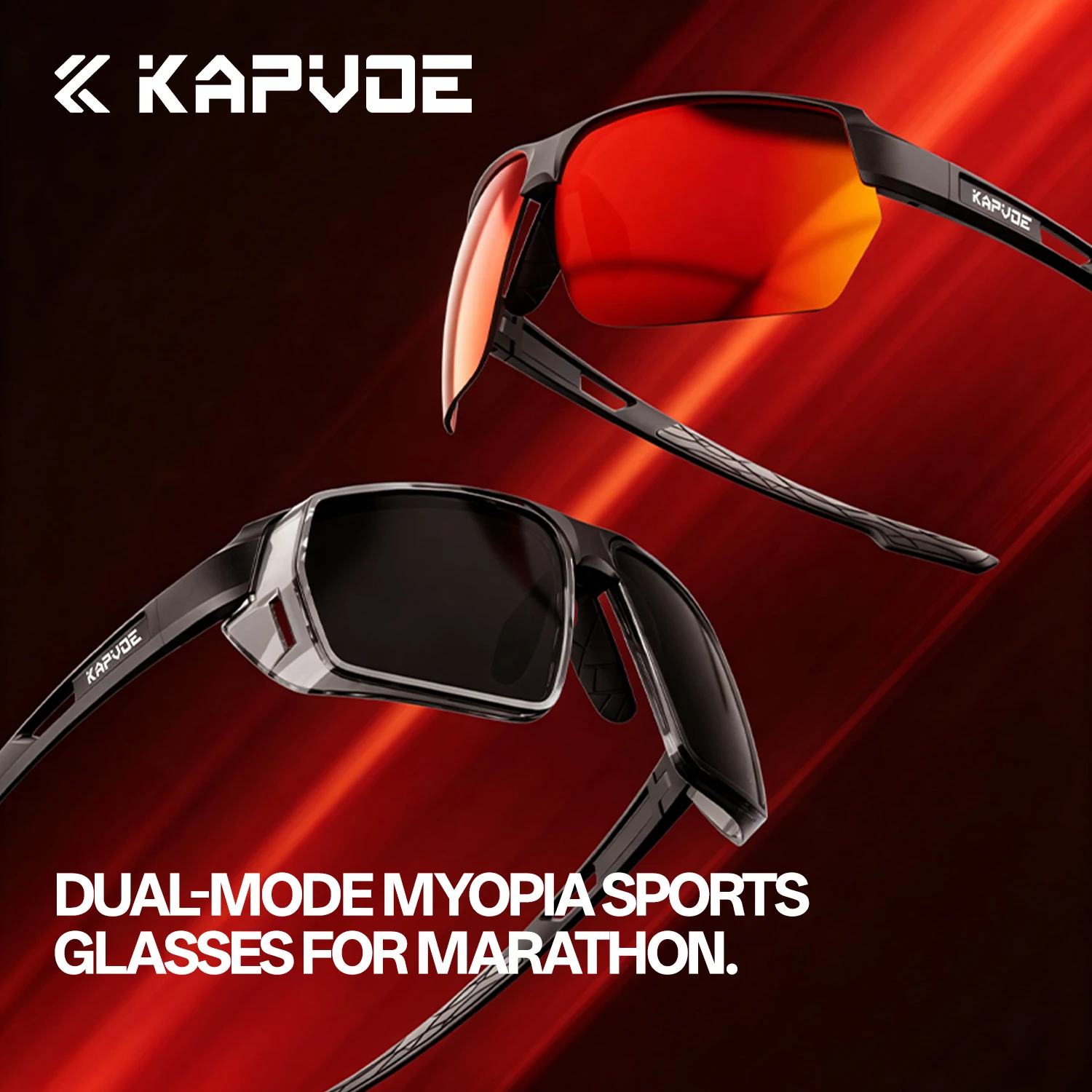 KAPVOE UV400 Photochromic Ultralight Windproof Men Women Outdoor Sports Cycling MTB Bicycle Running Dual Form Sunglasses Glasses