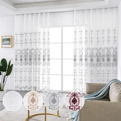 2 Panels Sheer Curtains Embroidered Window Voile Drapes for Living Room Grommet Top Solid Lightweight for Bedroom Home Decor