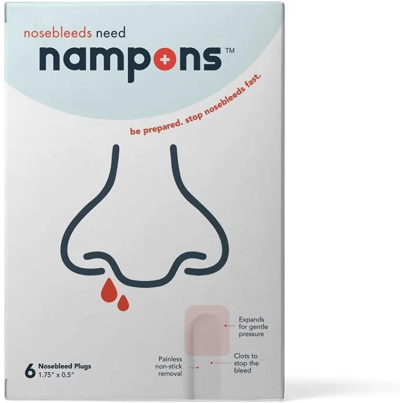 

Nampons Nosebleed Stoppers - 6 Nose Bleed Plugs with Clotting Agent to Stop Nosebleeds Fast. Perfect First Aid Item Trusted by D