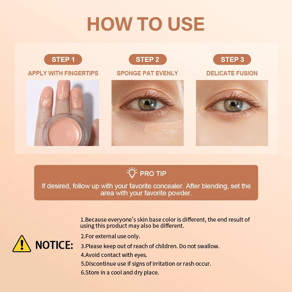 Under Eye Brightener Cover Dark Circles Moisturize Brighten Eye Concealer Nourishing Evens Out Skin Tone Concealer Cream Makeup