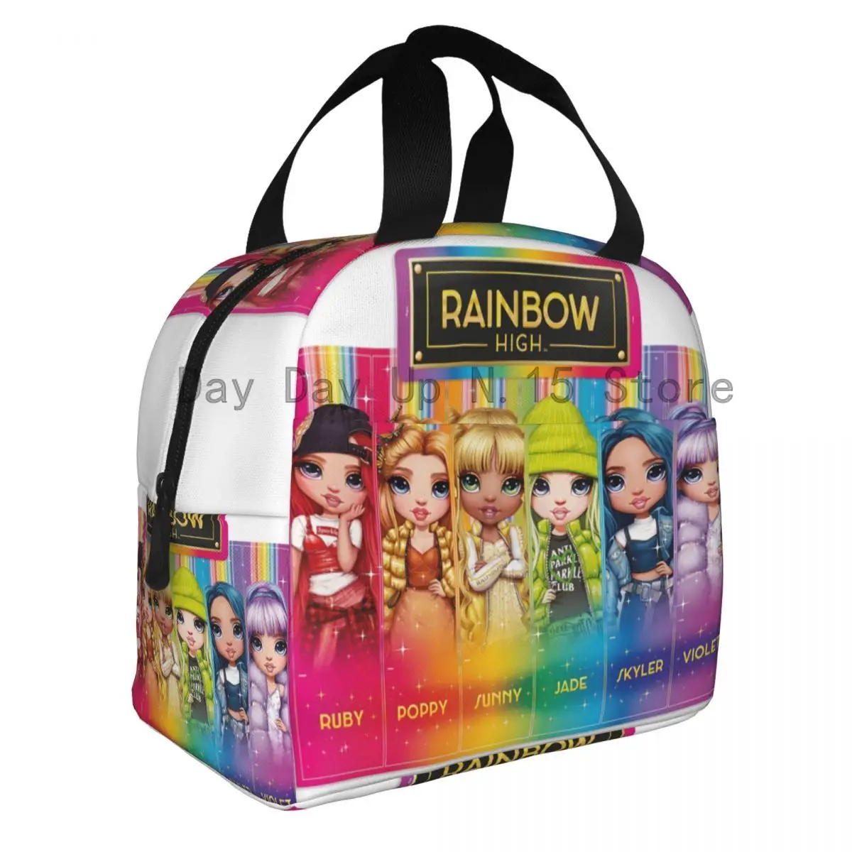 Rainbow High Isolated Lunch Bag para Piquenique ao ar livre Cartoon Anime Tv Portable Thermal Cooler Lunch Box Mulheres Kids