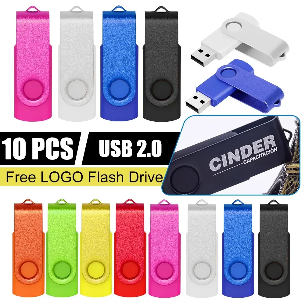 

10pcs/lot Metal USB 2.0 Flash Drive 64GB 32GB 16GB 8GB 4GB Pen drive usb flash Pendrive U Disk Memoria Cel Usb Stick for Gifts