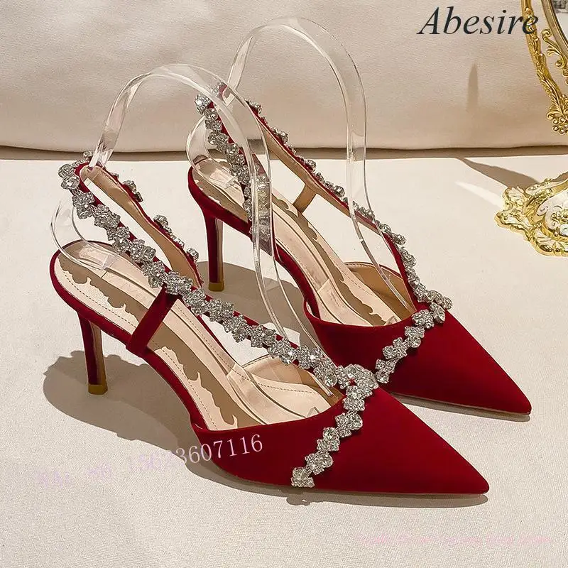 Sandalias Baotou adornadas con diamantes de imitación para mujer, tacones altos sexys para Banquete de boda, Stiletto, estilo Hada, nuevo estilo