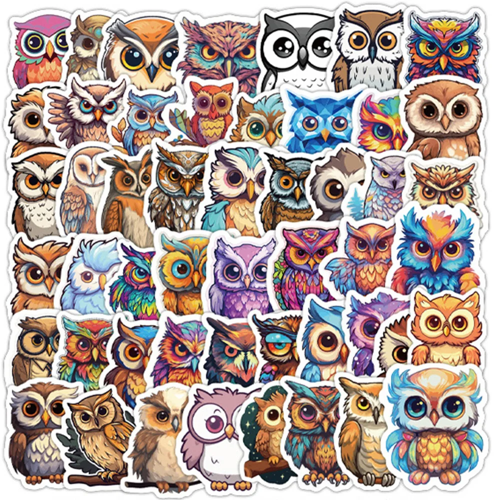 

10/30/50pcs Cute Colorful Owl Stickers Kawaii Cartoon Animal Sticker Suitcase Skateboard Phone Water Bottle Decoration Supplies