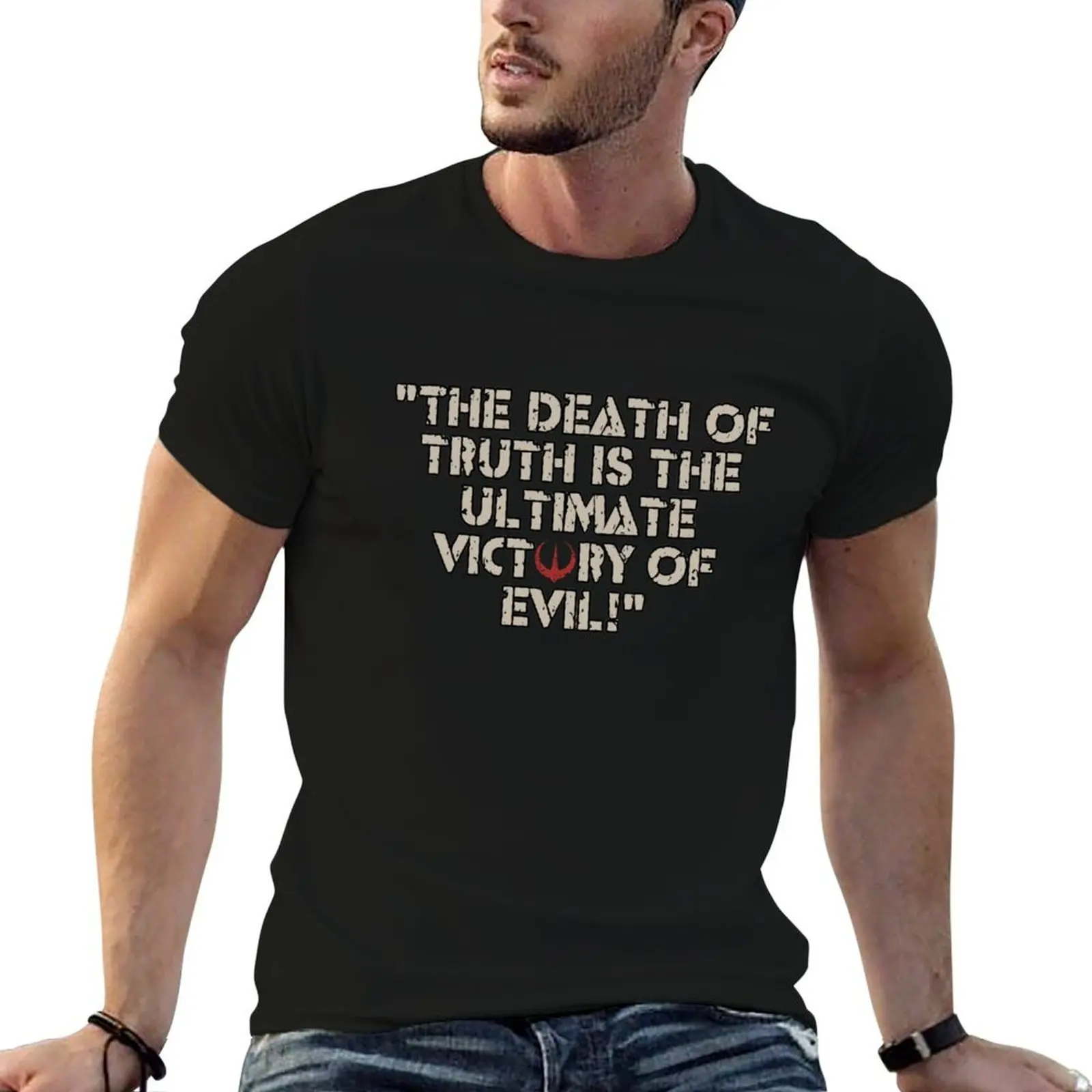 T-shirt à manches courtes de sport avec citation « The Death of Truth SW »