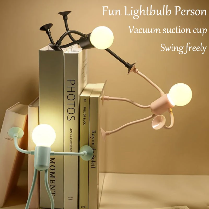 Changeable Shape Funny Sportsman Night Light Versatile Lamp Creative Fun Quirky Button Battery Desk Lamp Ornament Vacuum Suction