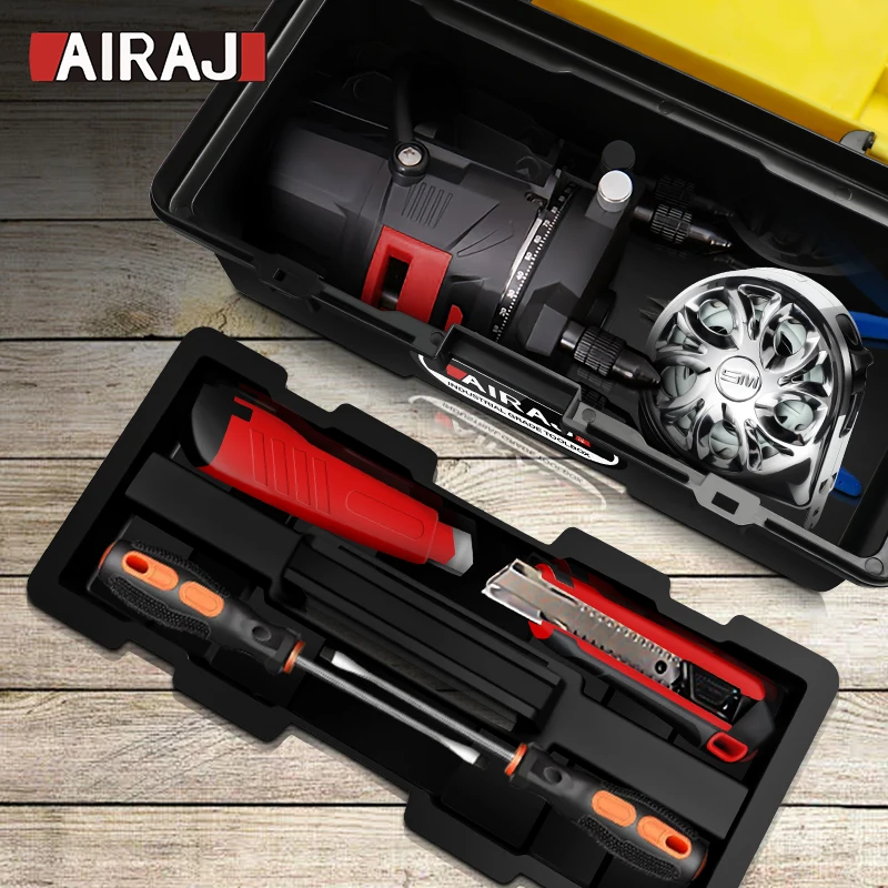 AIRAJ 12Inch Tool Box Hard Case Garage Organizer Complete Toolkit Boxes Feed Pipe Scissors Mechanics Electrician Storage Tools