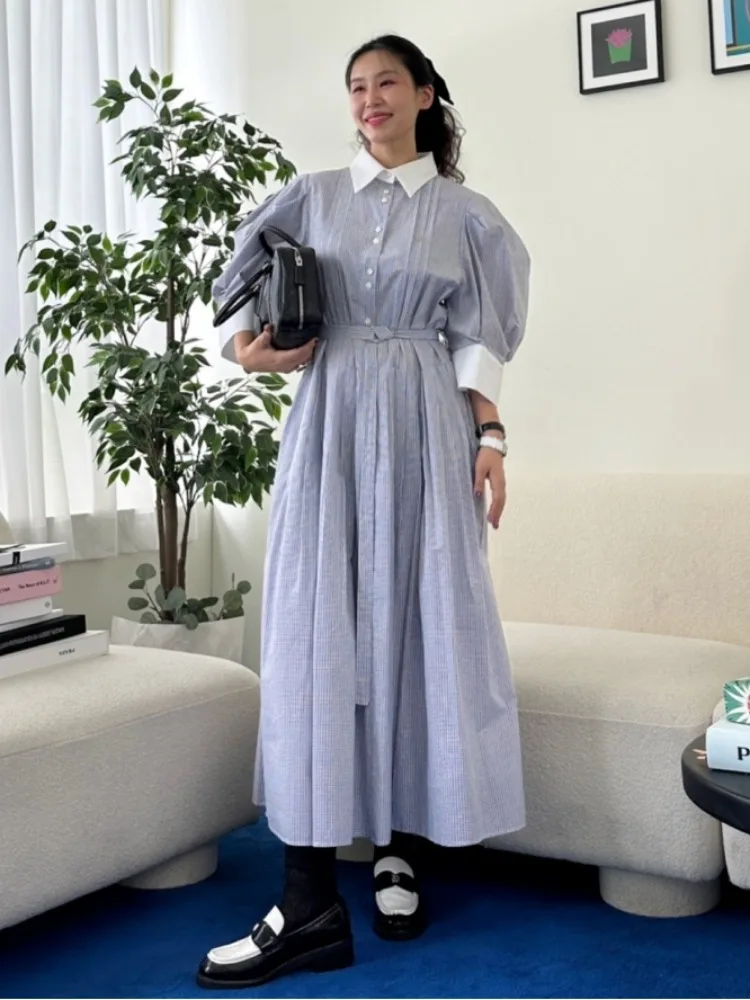 

Утягивающая полоска irt Dr, женская летняя новая длинная юбка со сложенным воротником на талии, корейская повседневная универсальная всесезонная одежда...