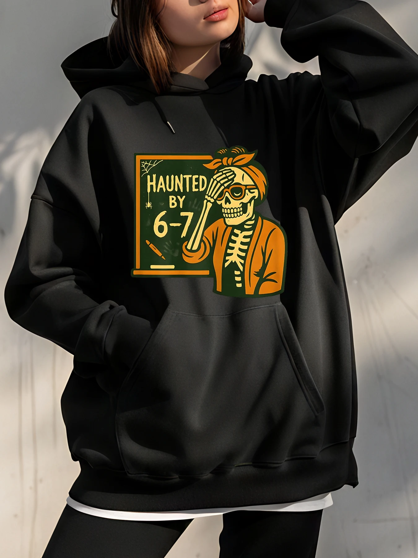 

Толстовка с капюшоном с привидениями 6-7, скелет, принт на Хэллоуин, унисекс, повседневная толстовка, осенне-зимняя одежда для мужчин и женщин