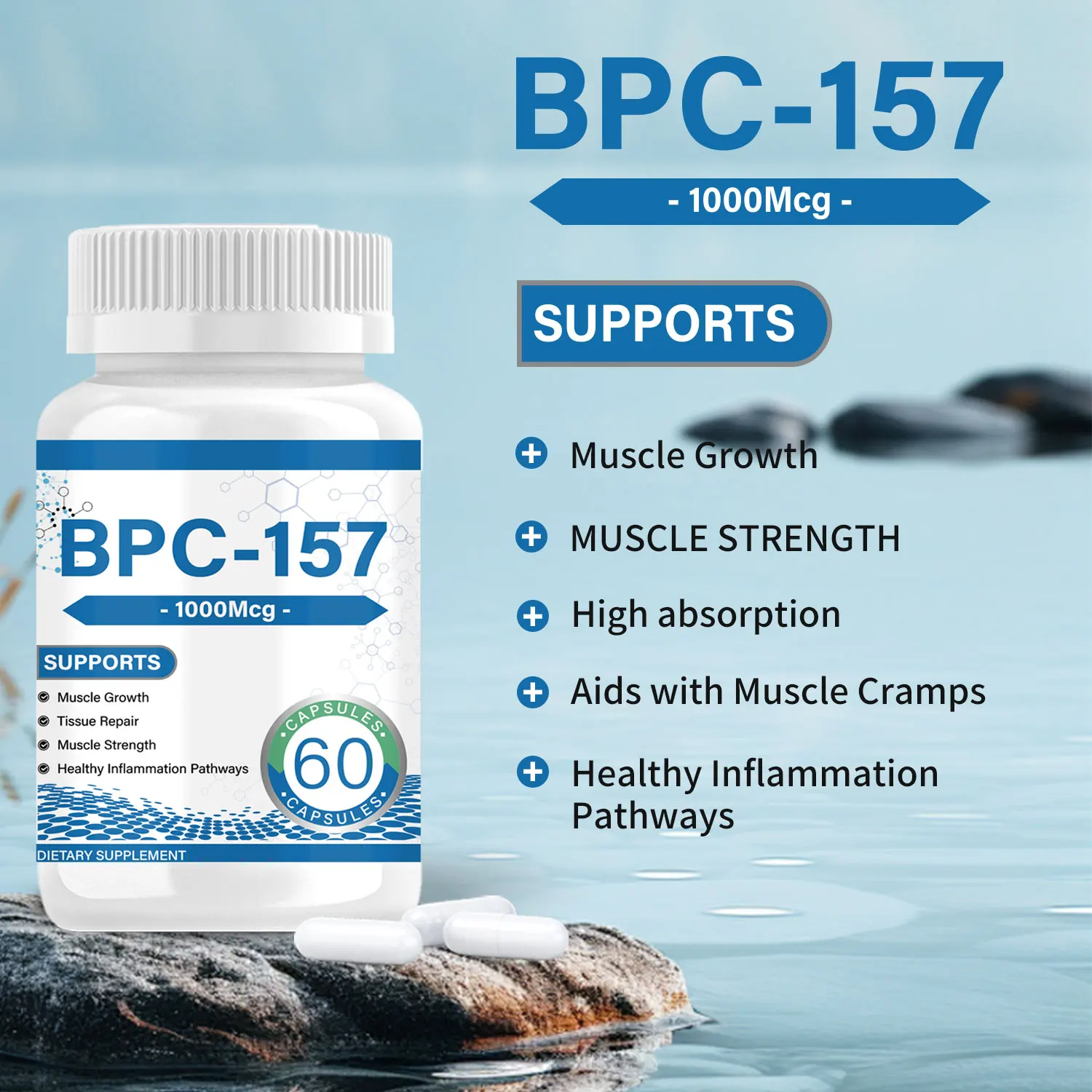 BPC 157 Peptide Capsules - New Protective Compound 157, BPC-157 Pro 1000mcg for Faster Recovery and Gut Healing, Gluten Free