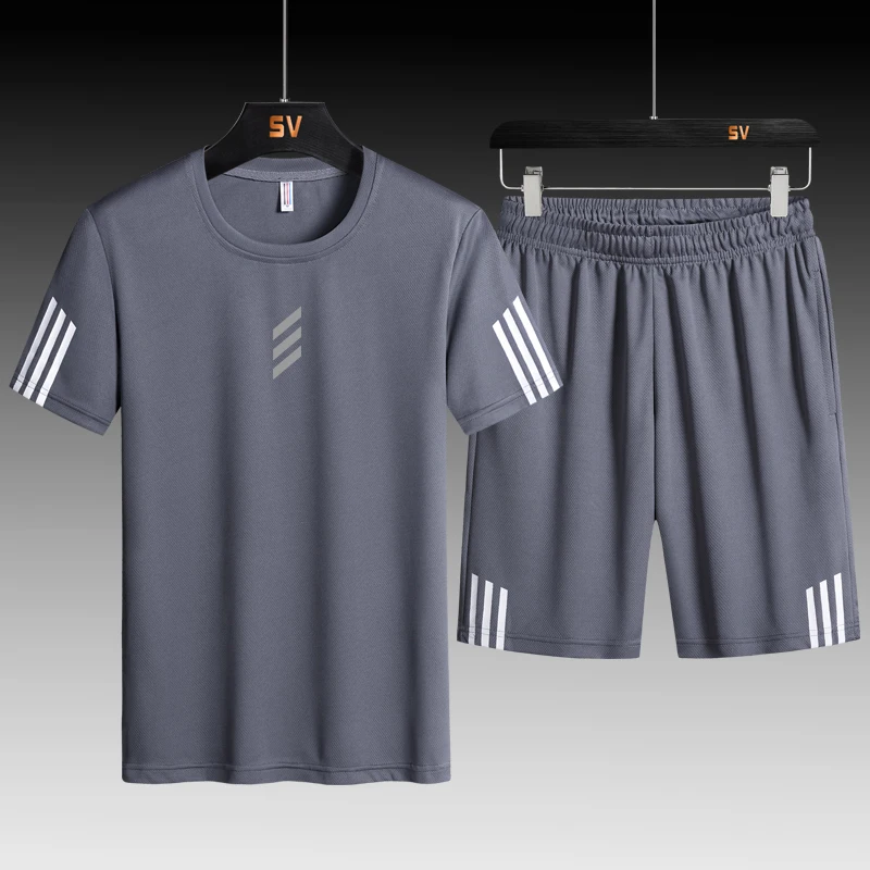 

New Fashionable Summer Fashionable Short Shirts and Shorts Set of Fashionable Short Sports Set Men's Quick Drying Clothes Indoor