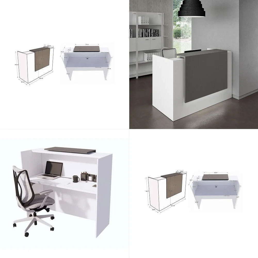 

ICN 53 Modern Reception Desk, Multifunctional Modern Transaction Counter Top, Laminate Desktop, Standing Front Table for Office