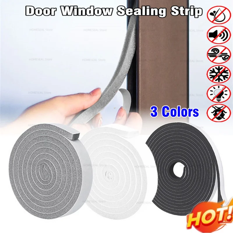 4M（2 Roll） Air Conditioner Insulation Foam Tape Sponge Window Sealing Strips Sound-Proof Weather Stripping Door Seal Gap Blocke