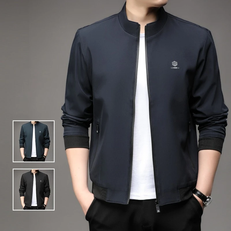 

Autumn Stand Collar Business Men's Jacket Thin Casual Blazers Jacket Men Office Dress Coat Man Social Jackets for Men Outerwear