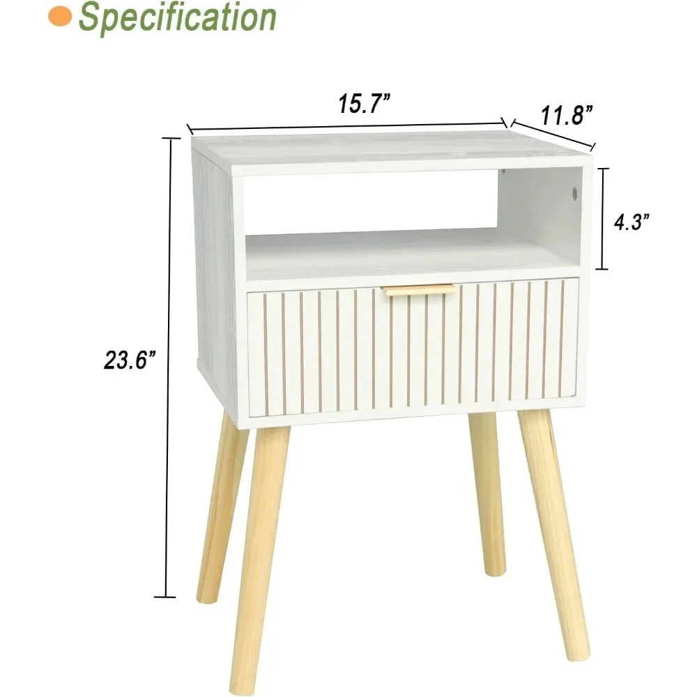 Nightstand Bedside Table End  with 2-Tier Storage Bedroom