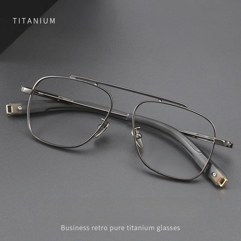 Titanium Double Beam Men\'s Glasses Frame Fashion Light Luxury Women\'s Glasses Frame Retro Optical Prescription Glasses Fram 105