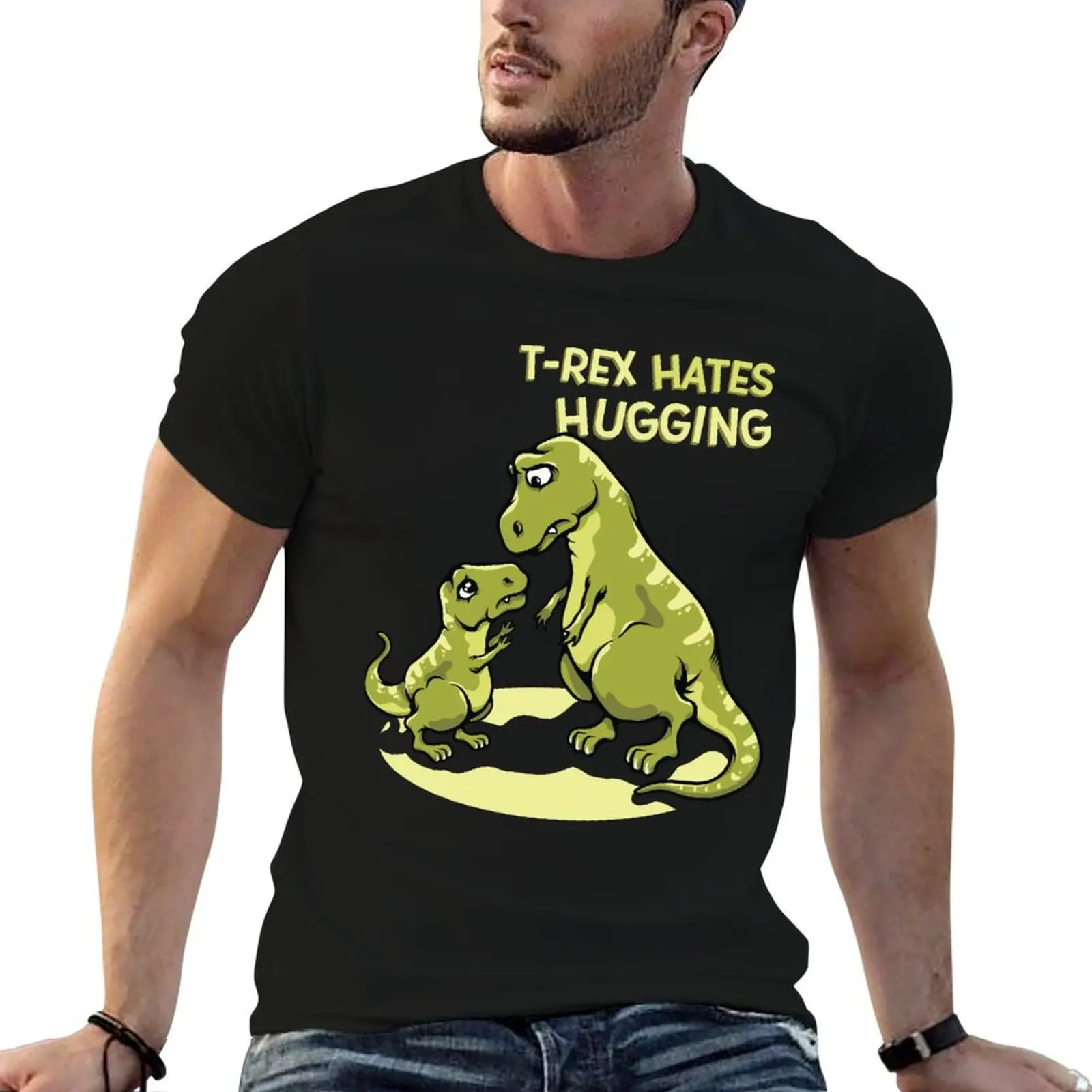 

T-Rex Hates Hugging T-Shirt graphic shirts baggy shirts hippie clothes Short sleeve tee men