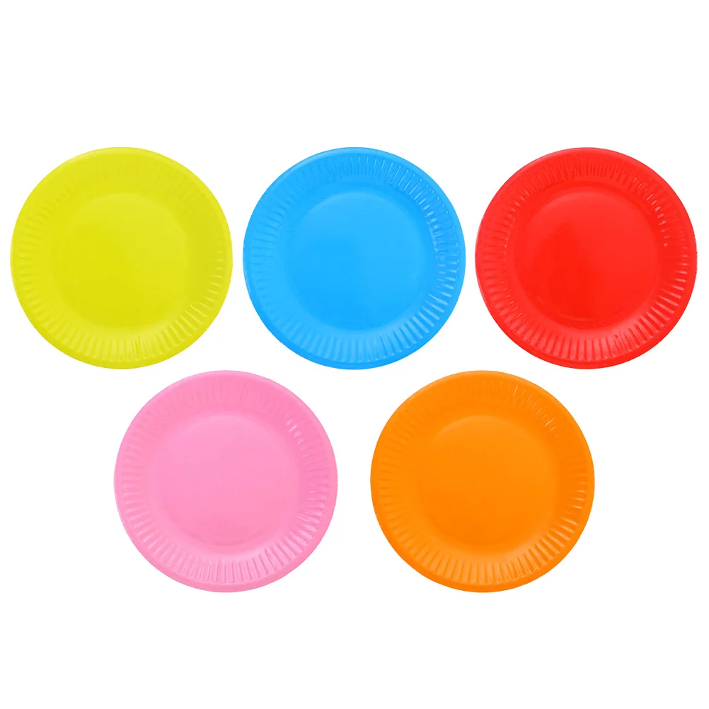 TOYMYTOY 50 Pcs Elegant Party Disposable Disposable Trayss Classic Assorted Color Round All Occasion Disposable Paper Dinner