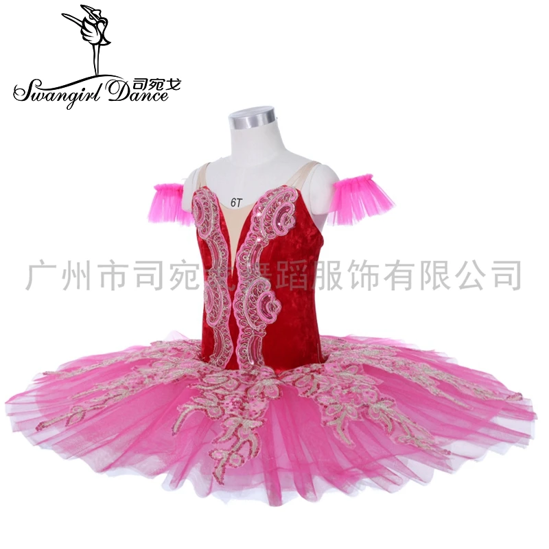 Rose red La Esmeralda Nutcracker Ballet Tutu Kids Women Professional Tutu Stage Costume Pancake JY023B