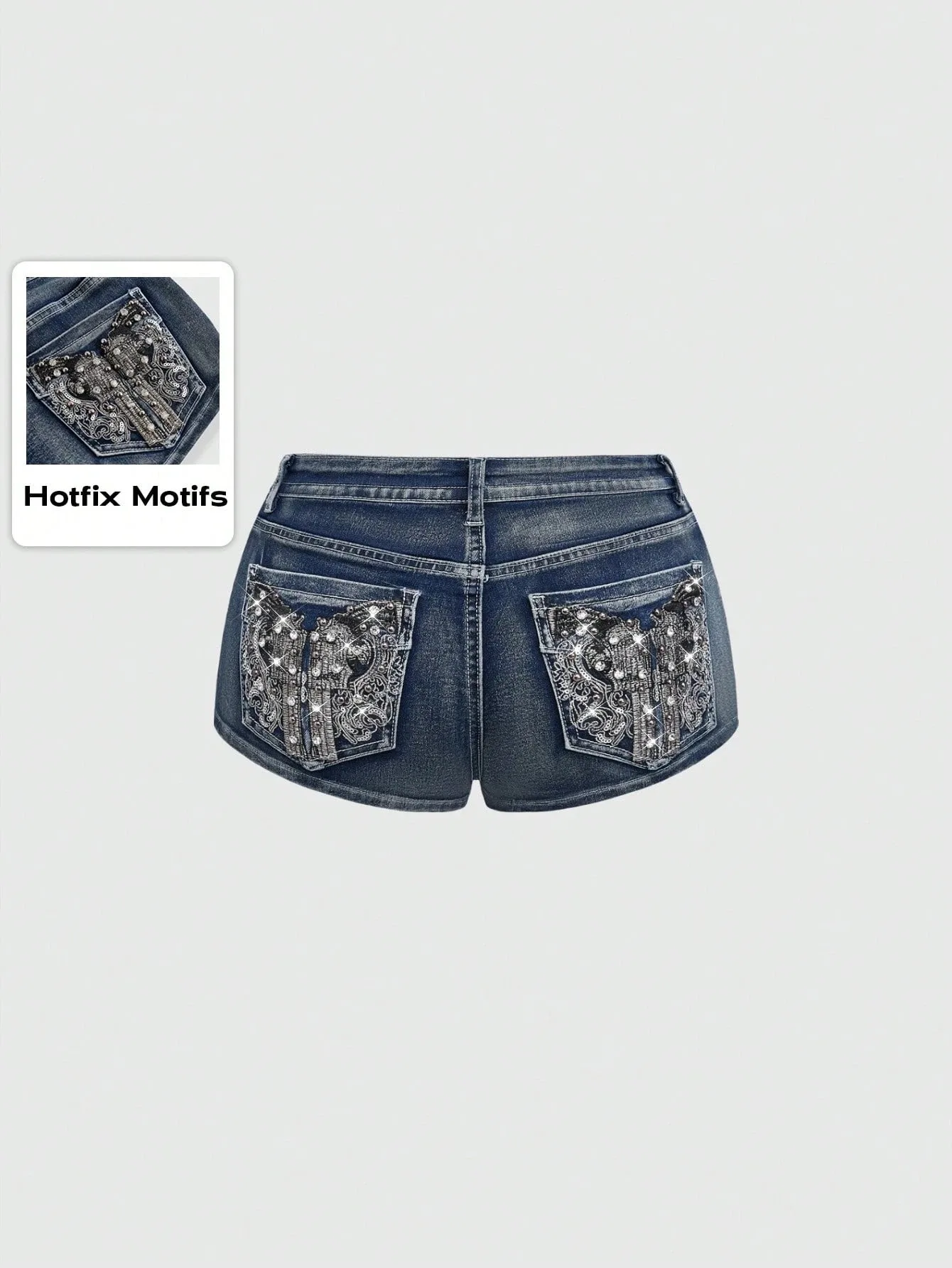 Low Rise Distressed Denim Shorts image 3