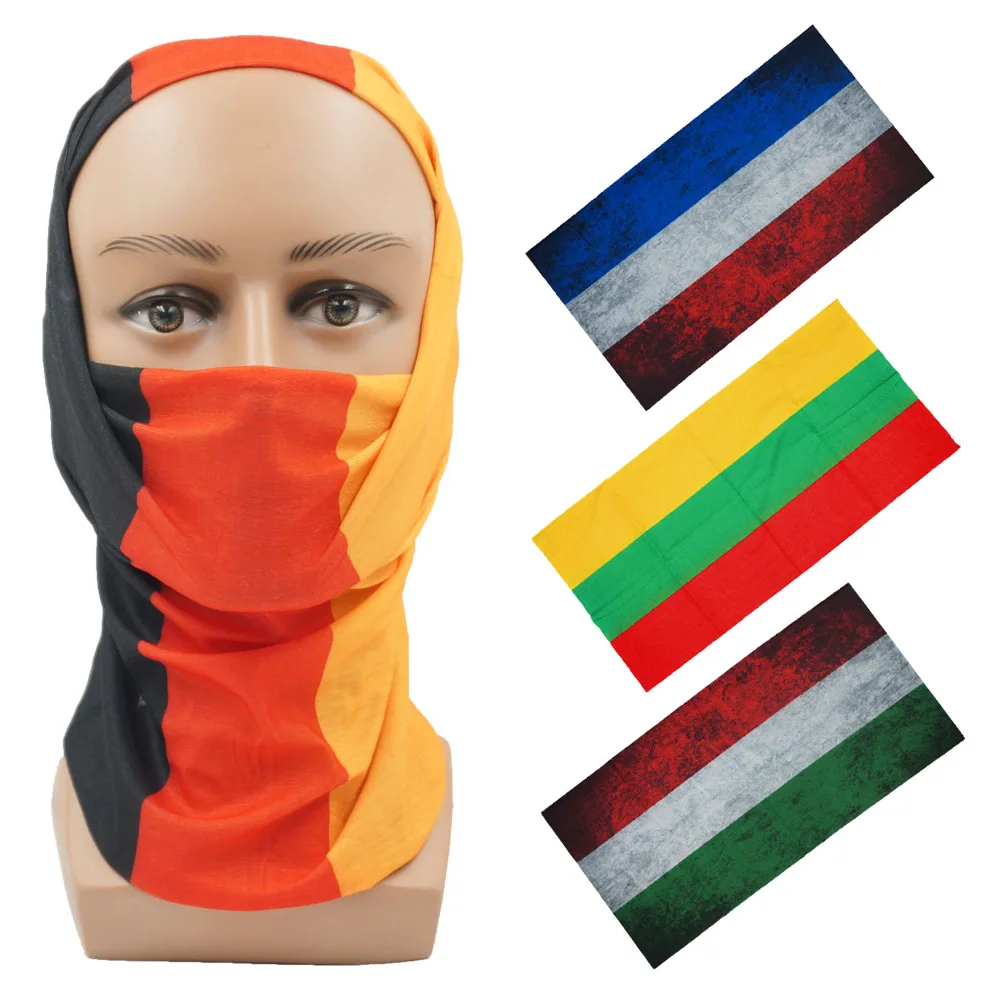 France/Germany/Hungary/Lithuania Flags Seamless Tube Bandana Outdoor Cycling Hiking Scarf Neck Cover Windproof Fishing Face Mask