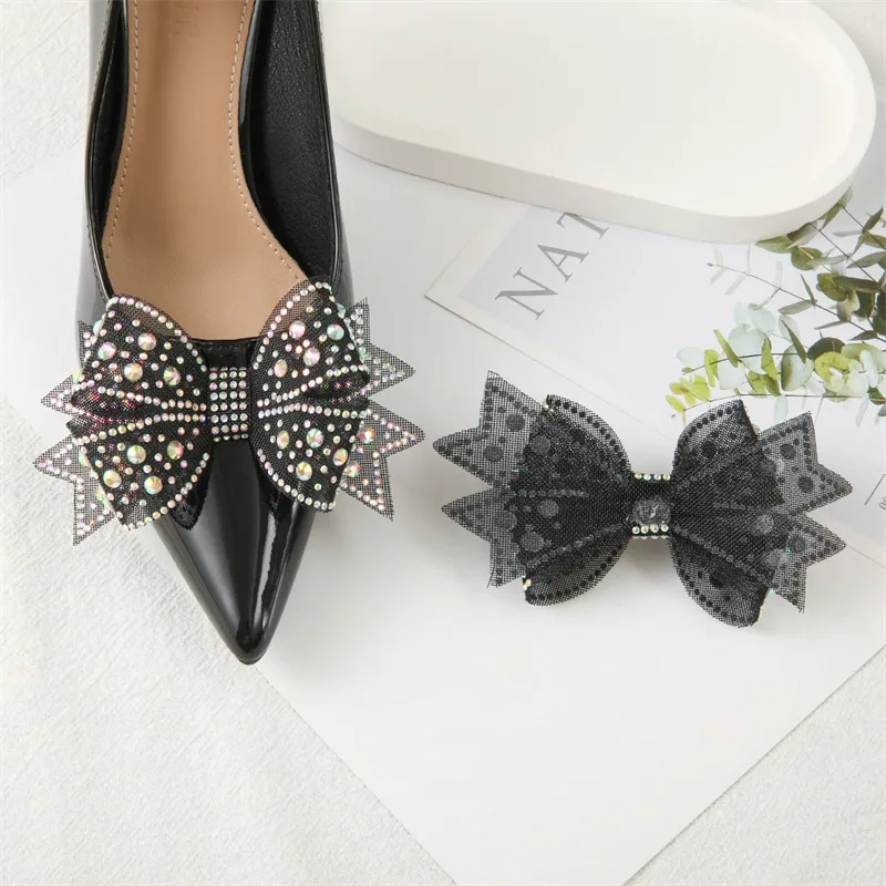 Shiny Bows Shoes Decoration Clips Wedding High Heel Rhinestone Charm Buckle Clips Detachable Clothes Accessories 1pcs