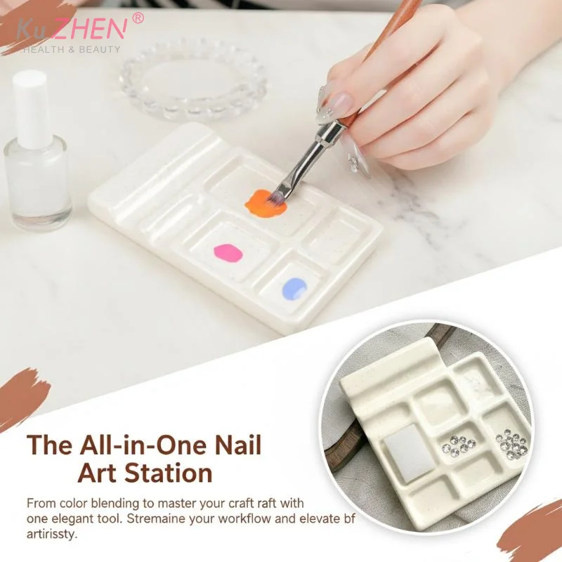 1Pcs Ceramic Square Nail Art Palette Nail Art Brush Wash Tray Ceramic Nail Polish Display Stand Nail Art Tools Nail Brush Holder