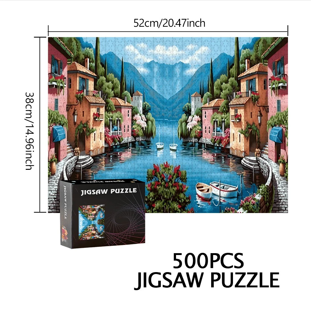 Italienisches Puzzle mit Landschaft am See, Landschaftspuzzle für Erwachsene, intellektuelles Spiel, Heim- und Freizeitdekoration, Puzzle-Spielzeug