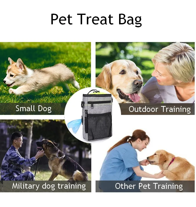 Portable Pet Treat Bag Food Holder Adjustable Waist Belt Garbage Bag Folding Bowl Kit Multi-function Outdoor Dog Training Pouch