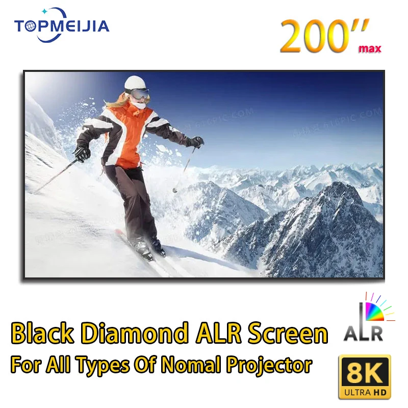 Black Diamond ALR-1.1 fixed frame projector screen 200 Inch for projector full HD 1080p home Cinema 8K