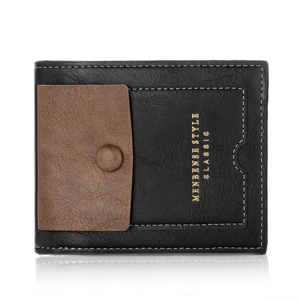 Fashion Vintage Men's Short Wallet Multi-position Large Capacity PU Card Bag Multi-function Casual Leather Coin Pocket Outdoor