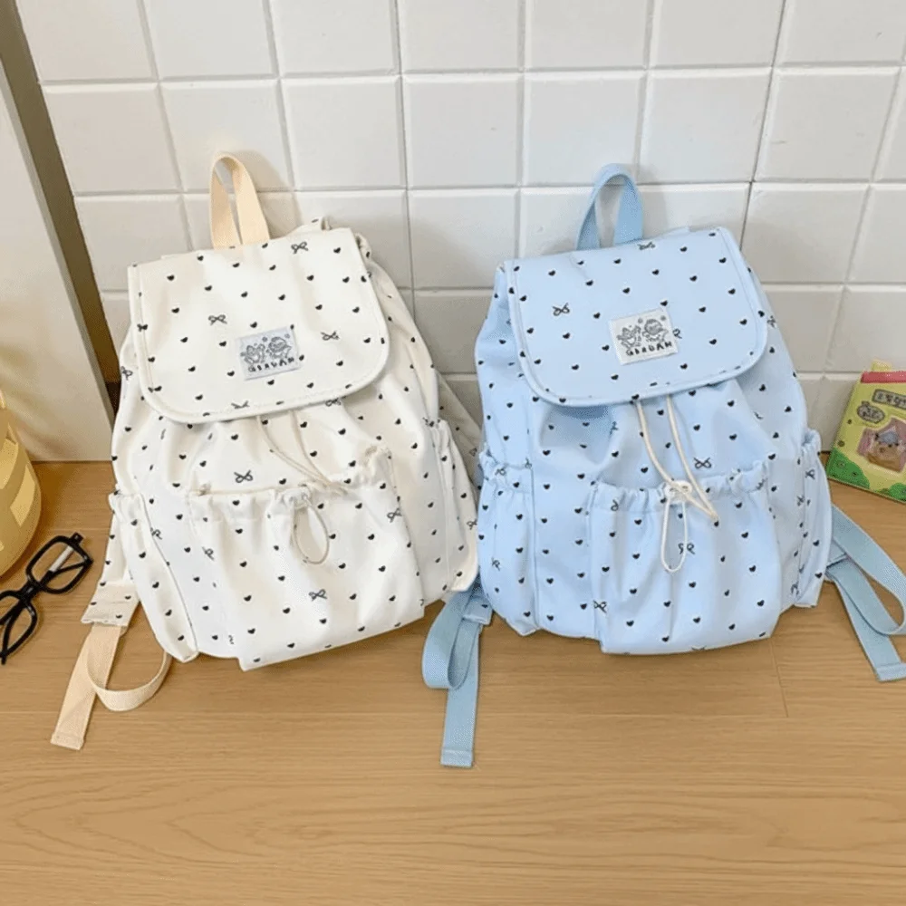 Cute Lightweight Drawstring Backpack Large Capacity Korean Style Nylon Backpack College Style Cloth Students School Bag Outdoor
