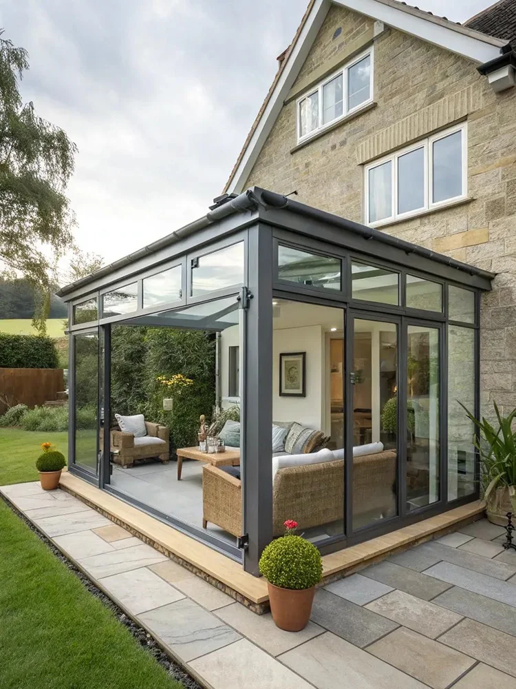 Sliding Sunroom Outdoor Glass Room Solarium Glass House Garden Patio Balcony House Extension Sun Room Aluminum Home Custom