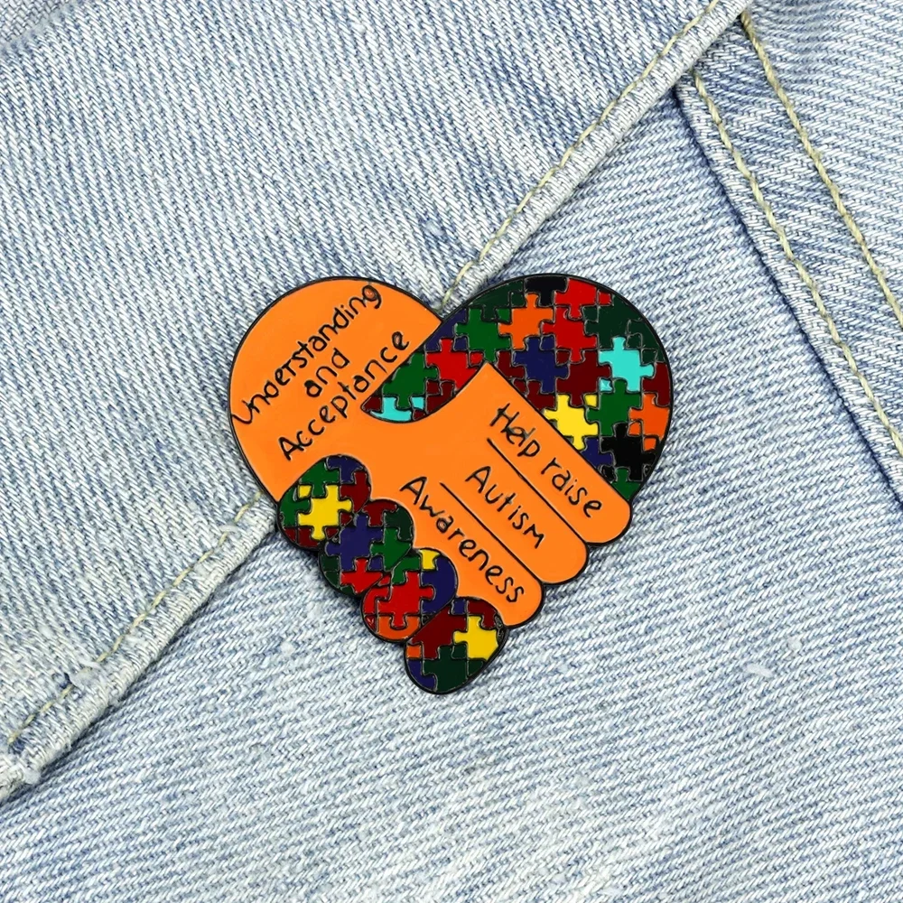 Help Raise Autism Awareness Brooches Pins Understanding Acceptance Puzzle Heart Enamel Pin Bag Lapel Badge Jewelry Souvenir Gift