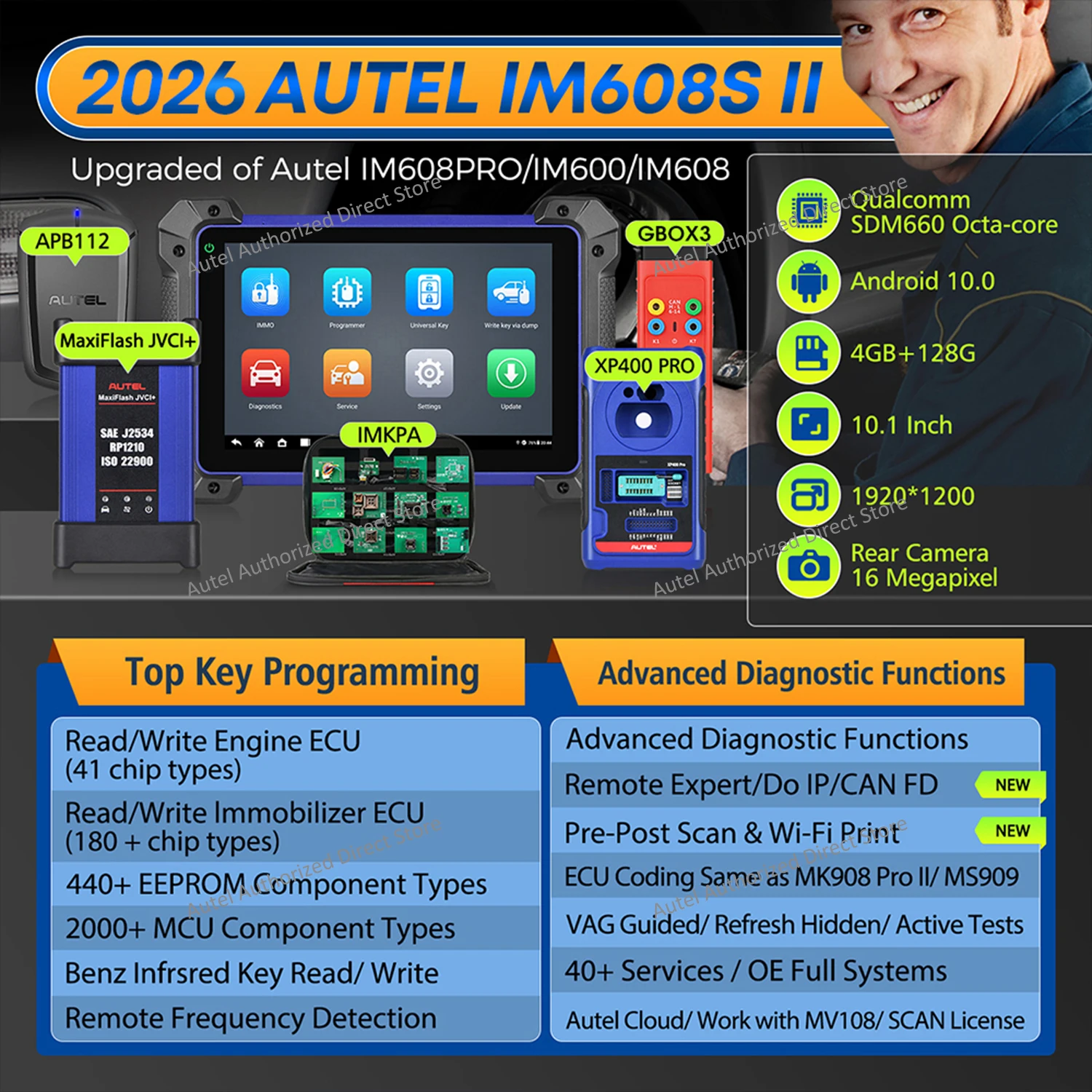 Autel MaxiIM IM608S II Komplettset Schlüsselprogrammiergerät All-in-One Top IMMO Schlüsselprogrammier-Tool mit GBOX3 APB112 IMKPA, 2 Jahre Update – Detail 6