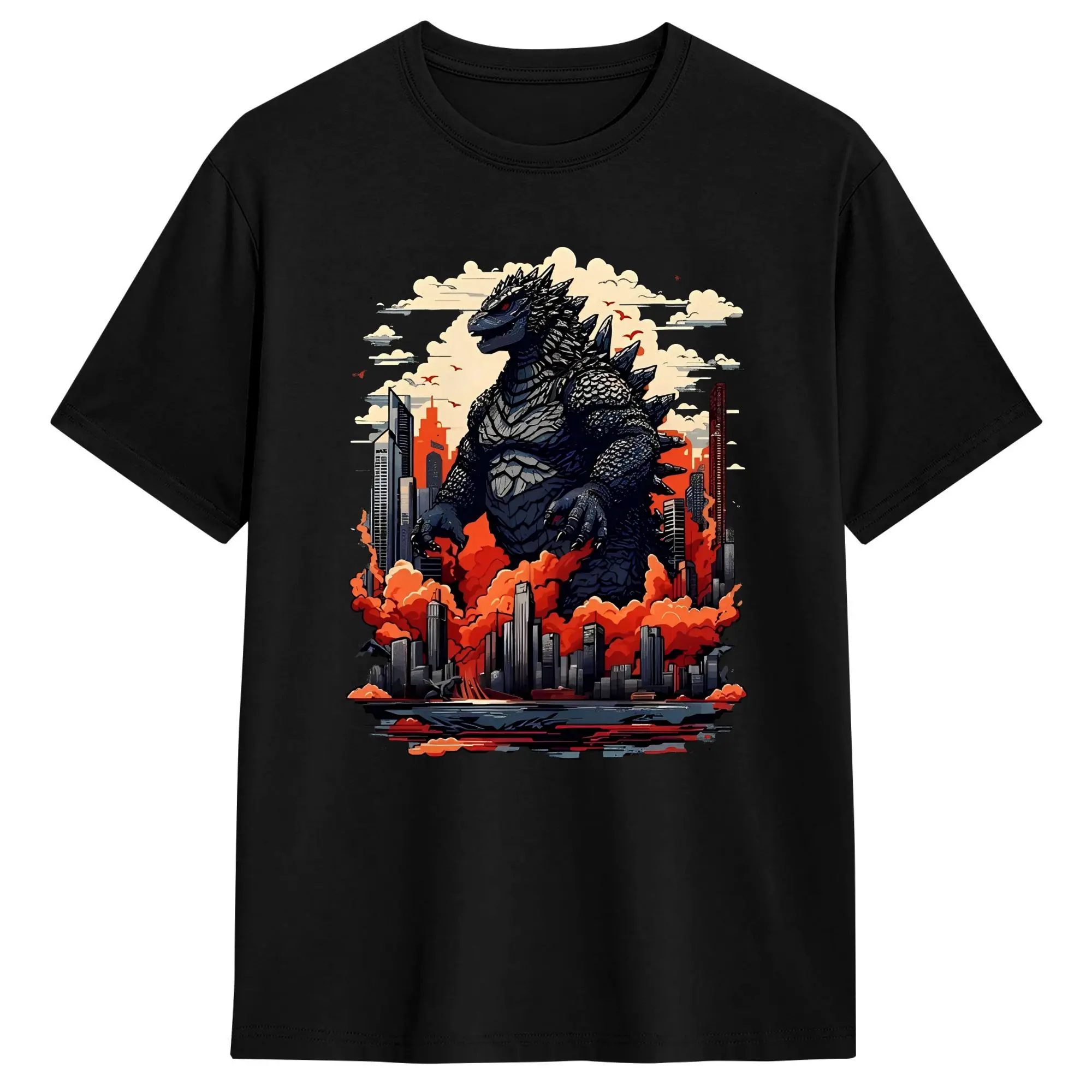 Godzillaed Japanese Anime T-Shirt Men Women Vintage Pure Cotton Tee Shirt Round Neck Short Sleeve T Shirts Printed Tops - view 3