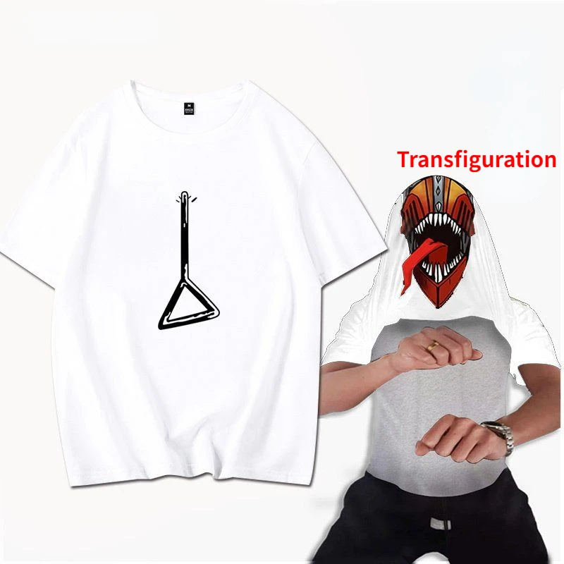 Chainsaw Man Saw Head Transformation Anime Second Dimensional Fun Men and Women Short Sleeve T-Shirt Pure Cotton Clothes